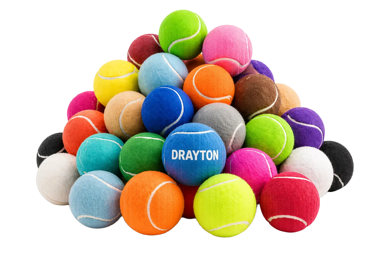 Colourful branded dog tennis balls