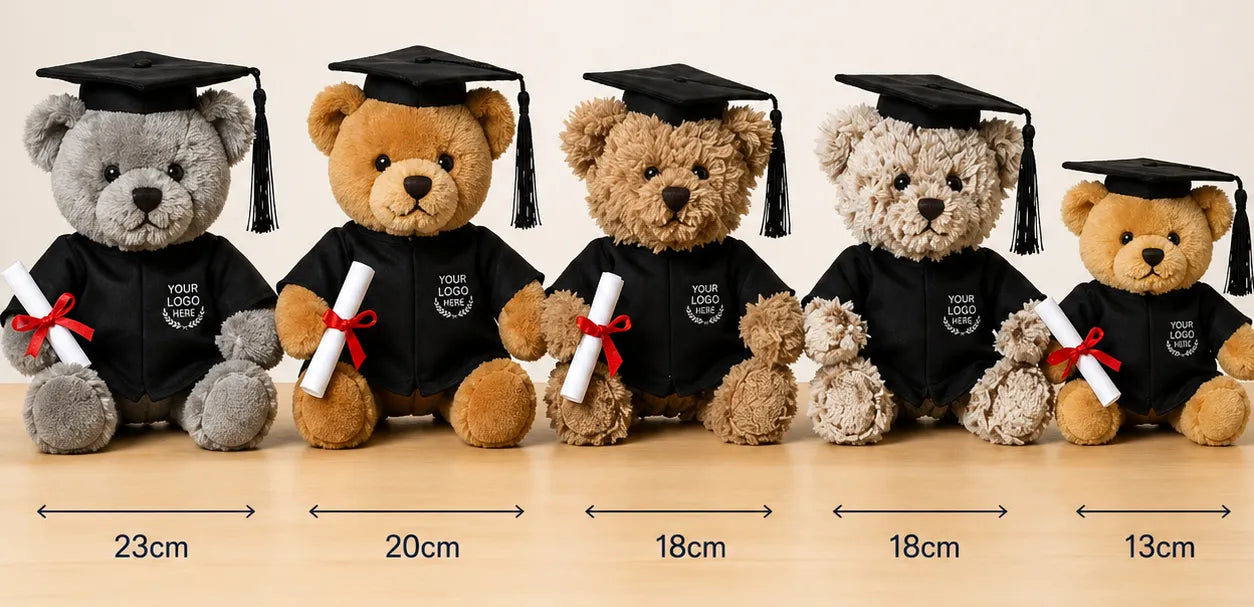 Various sizes of branded graduation bears