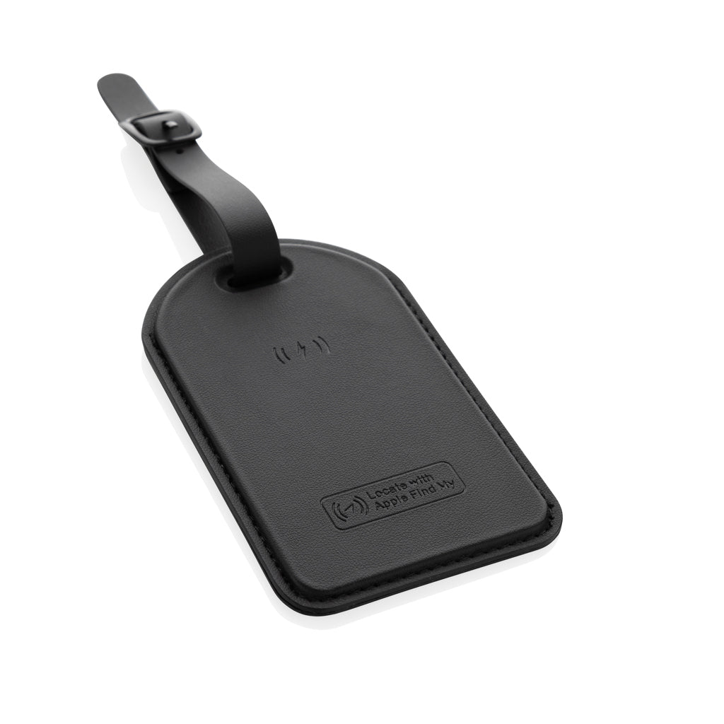 Globefind RCSrPolyester luggage tag with worldwide locating - black, Recycled polyester