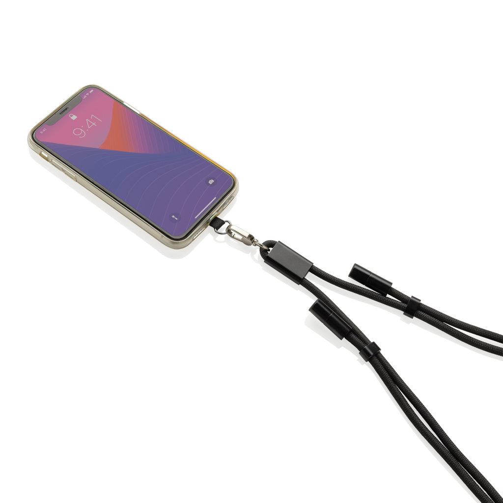 LoopAmp RCS RPET adjustable 160 cm phone cord with 60W cable