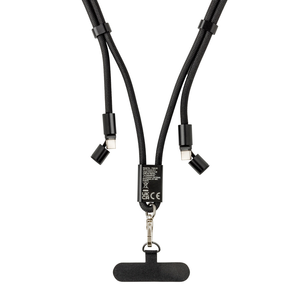 LoopAmp RCS RPET adjustable 160 cm phone cord with 60W cable