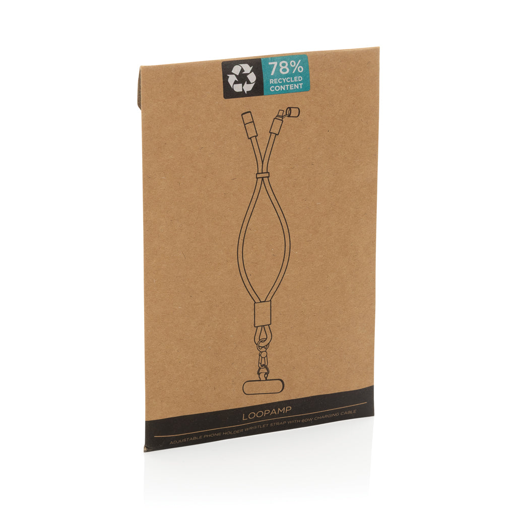 LoopAmp RCS RPET adjustable phone wrist strap 60W cable
