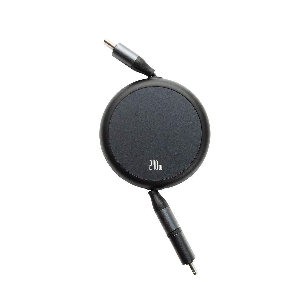 Terra RCS recycled aluminium retractable 240W 2-in-1 cable