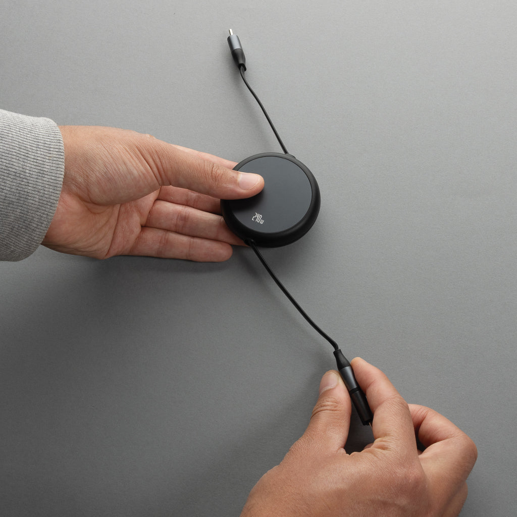 Terra RCS recycled aluminium retractable 240W 2-in-1 cable