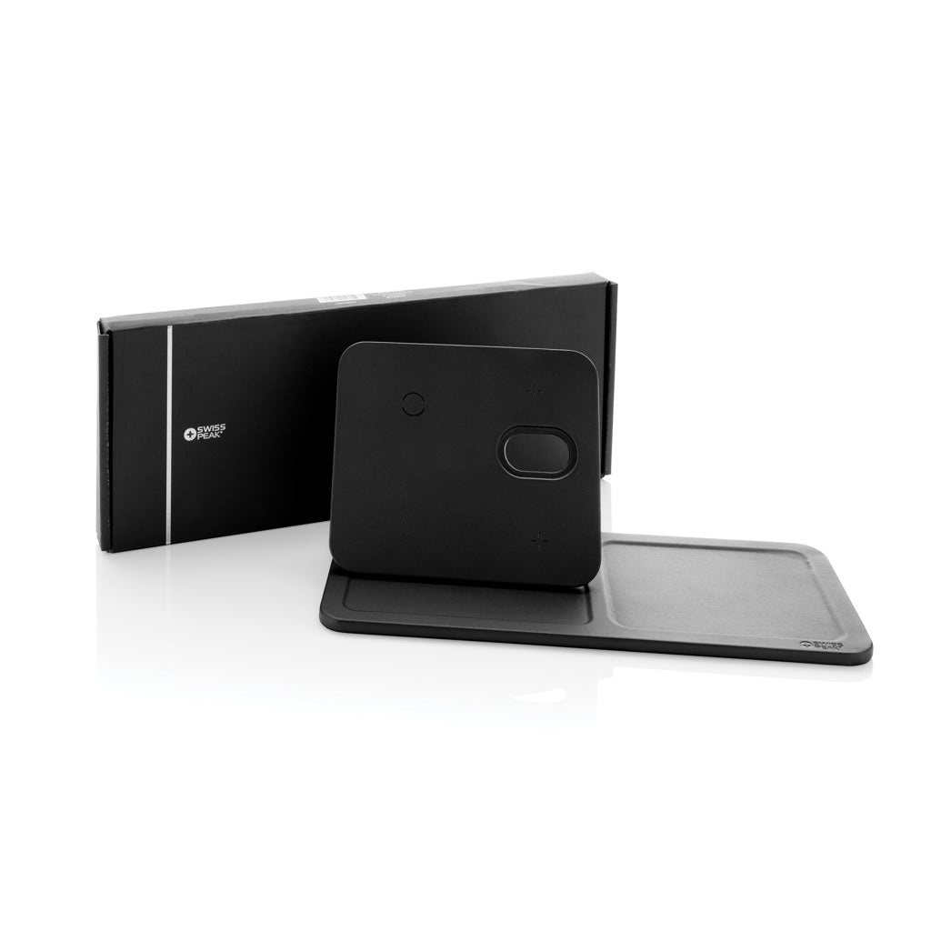 Swiss Peak 3 in 1 RCS recycled PU wireless charger desk tray