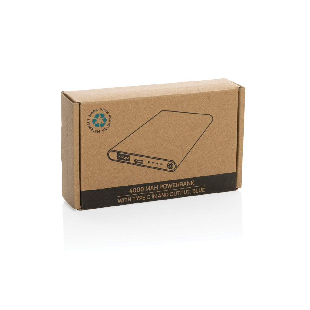 RCS recycled plastic/aluminium 4000mah powerbank with type C