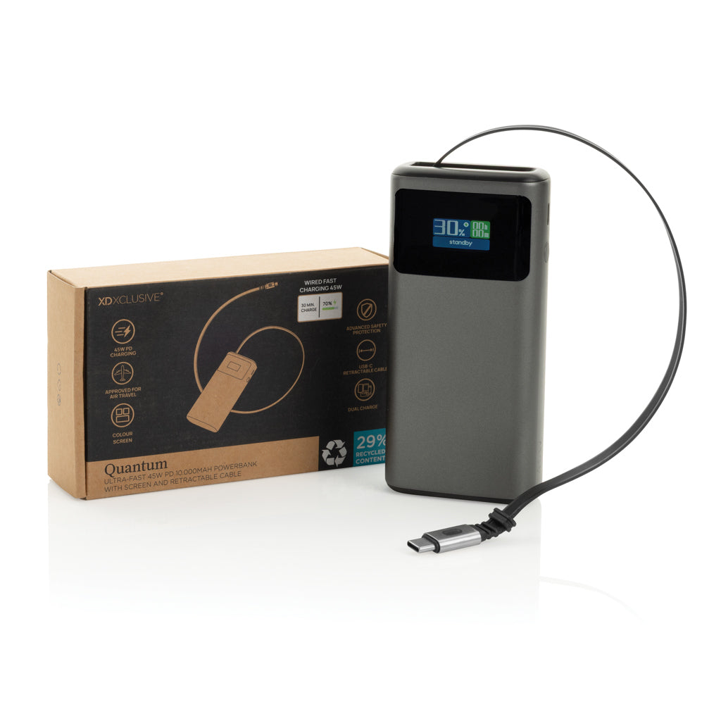 Quantum RCS ultra-fast PD45W 10.000mAh powerbank with screen