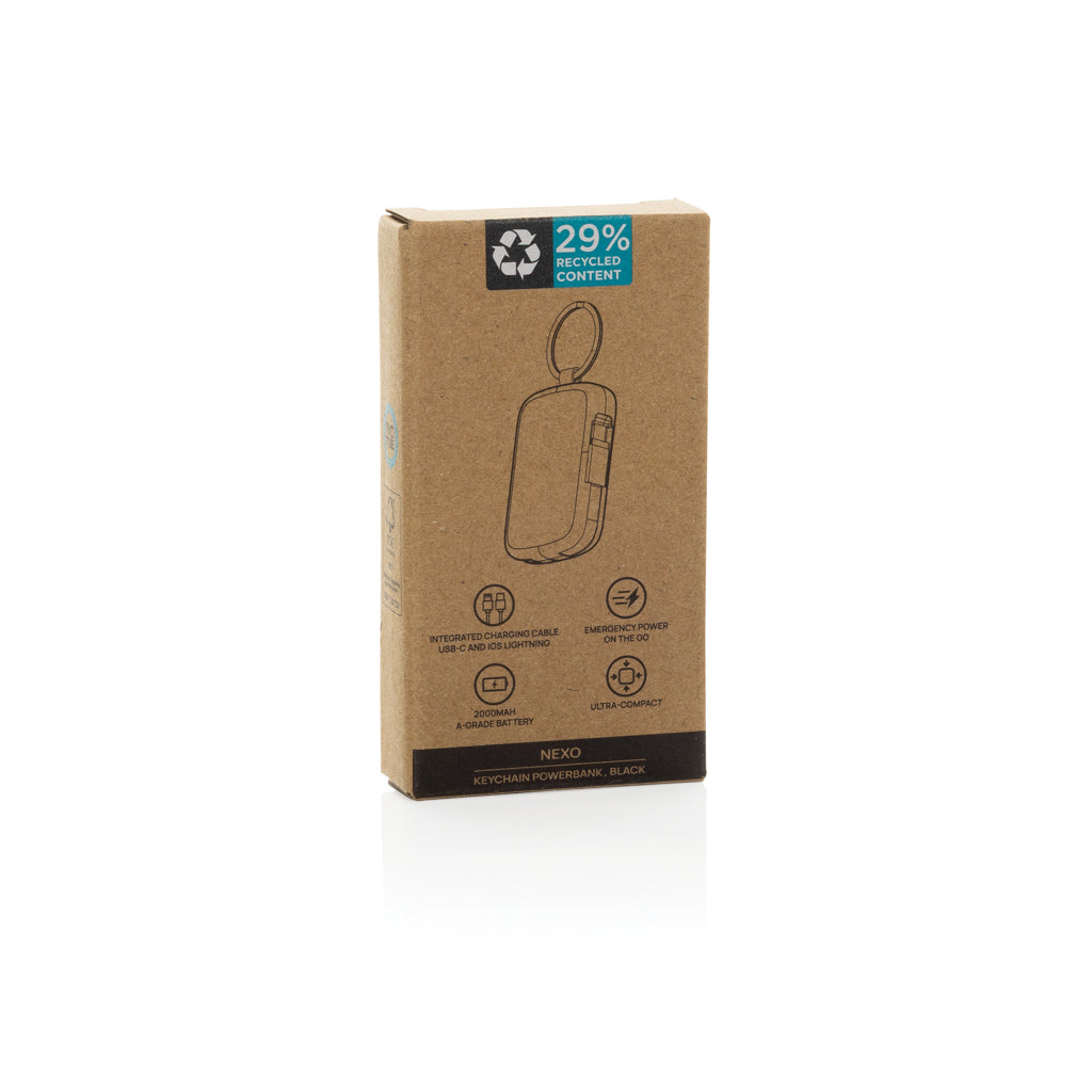 Nexo RCS keychain 2000 mah powerbank with integrated cables