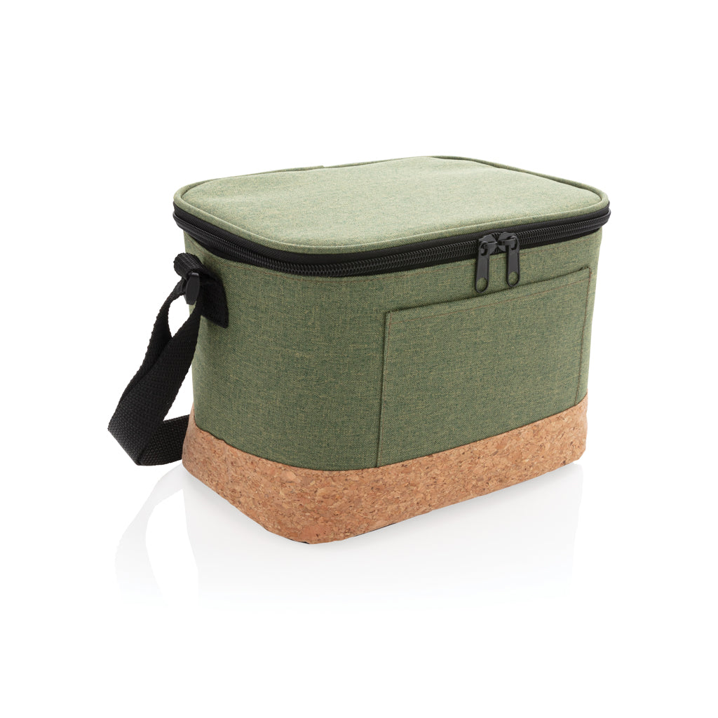 Two tone cooler bag with cork detail - green, Polyester,Cork