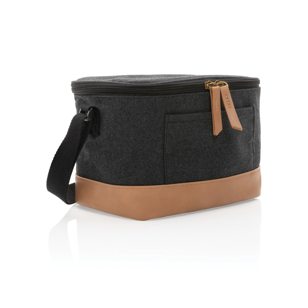 Impact AWARE™ 16 oz. rcanvas six can cooler bag - black, Recycled Canvas,Polyethylene vinyl acetate