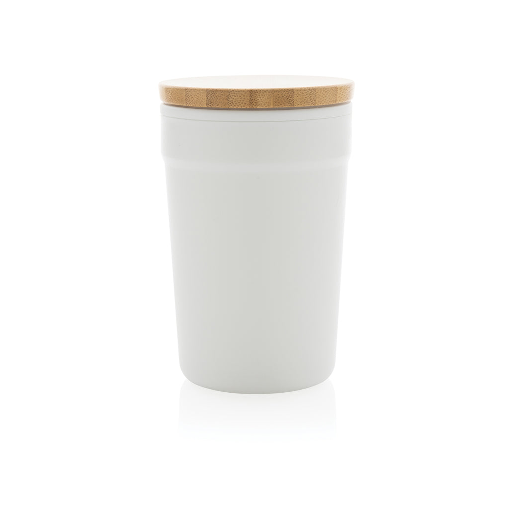 GRS certified recycled PP mug with bamboo lid