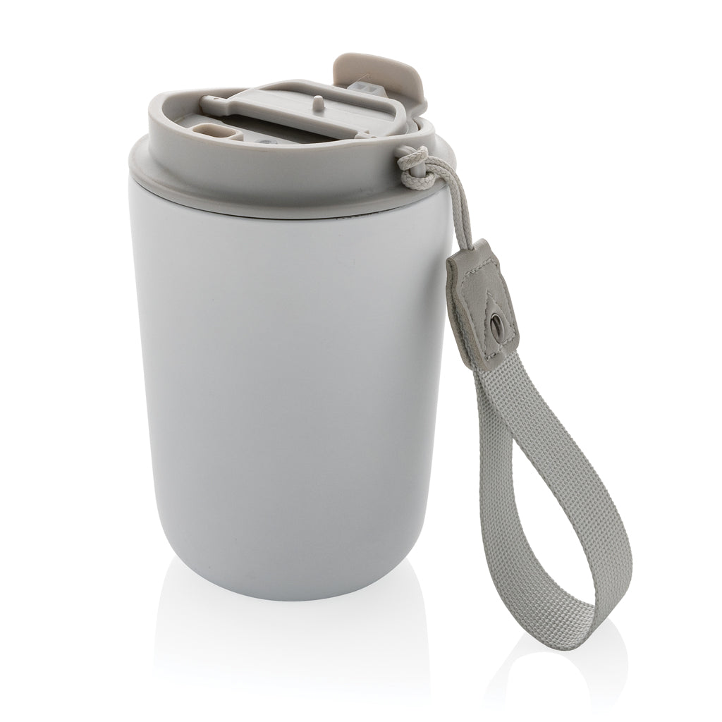 Cuppa RCS re-steel vacuum tumbler with lanyard - white, Recycled Stainless steel