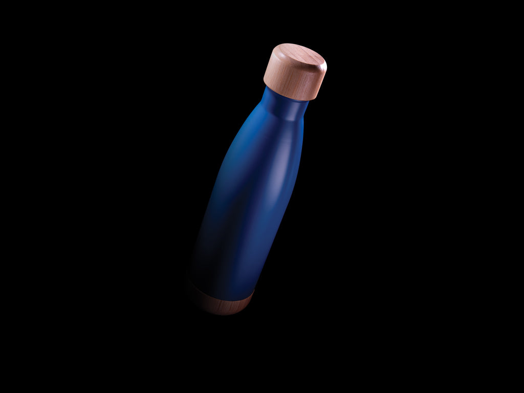 Vacuum stainless steel bottle with bamboo lid and bottom