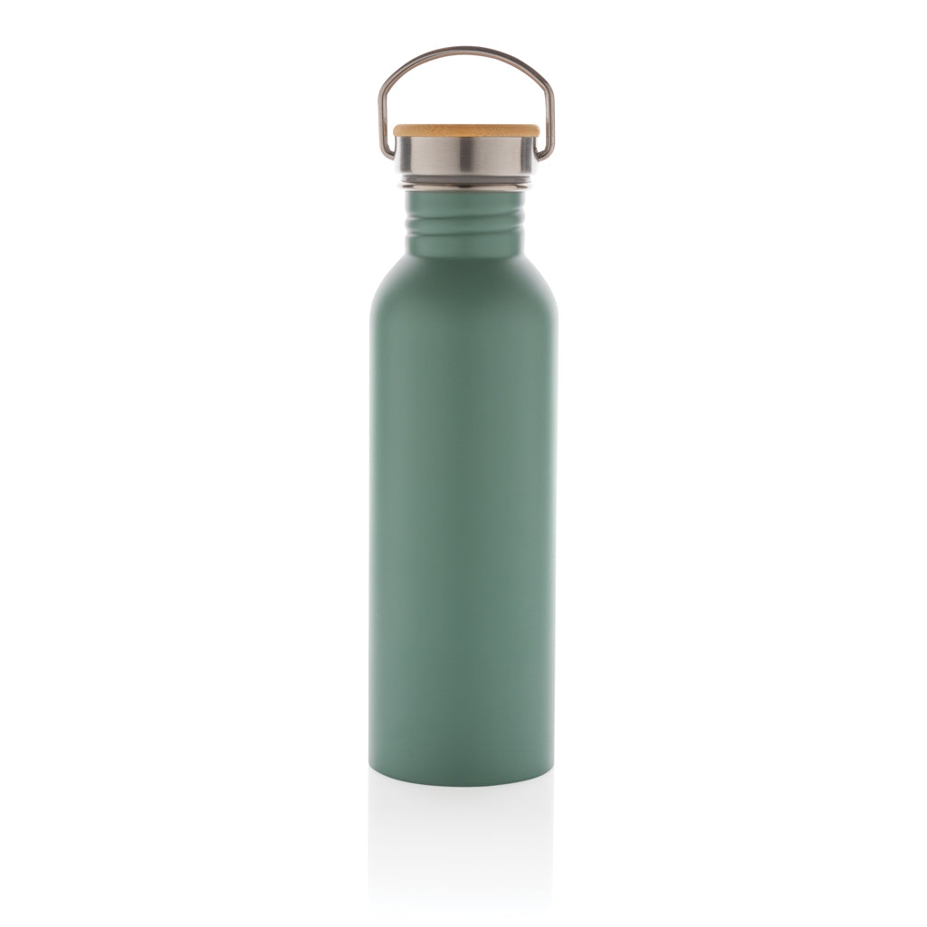 Modern stainless steel bottle with bamboo lid