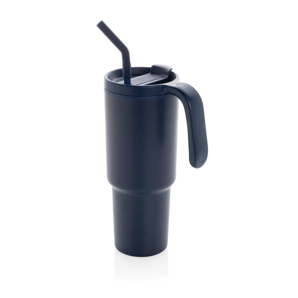 Graphic 360 RCS certified recycled steel tumbler 900ml - navy, Recycled Stainless steel,Polypropylene