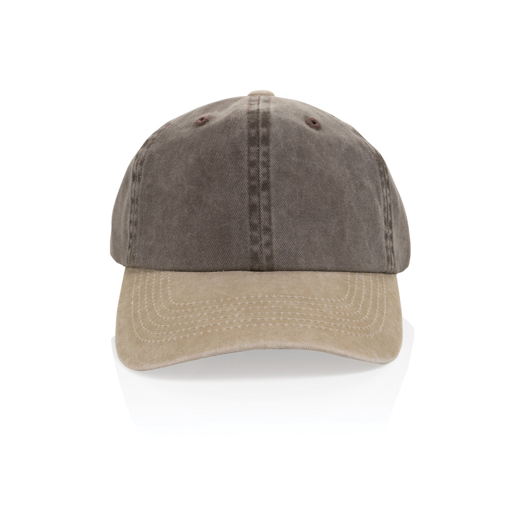 BEAU AWARE™ Washed 6 panel 270gsm cotton twill two tone cap