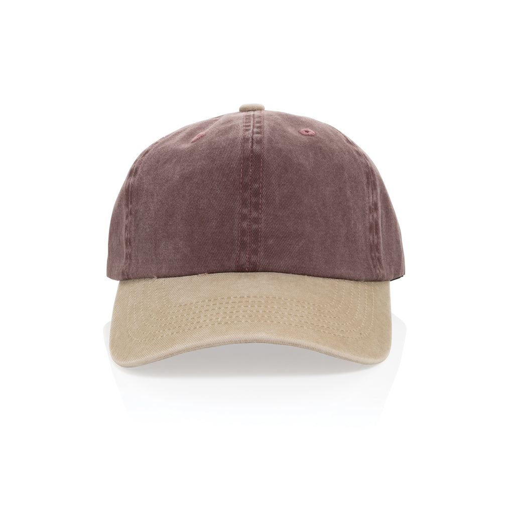 BEAU AWARE™ Washed 6 panel 270gsm cotton twill two tone cap