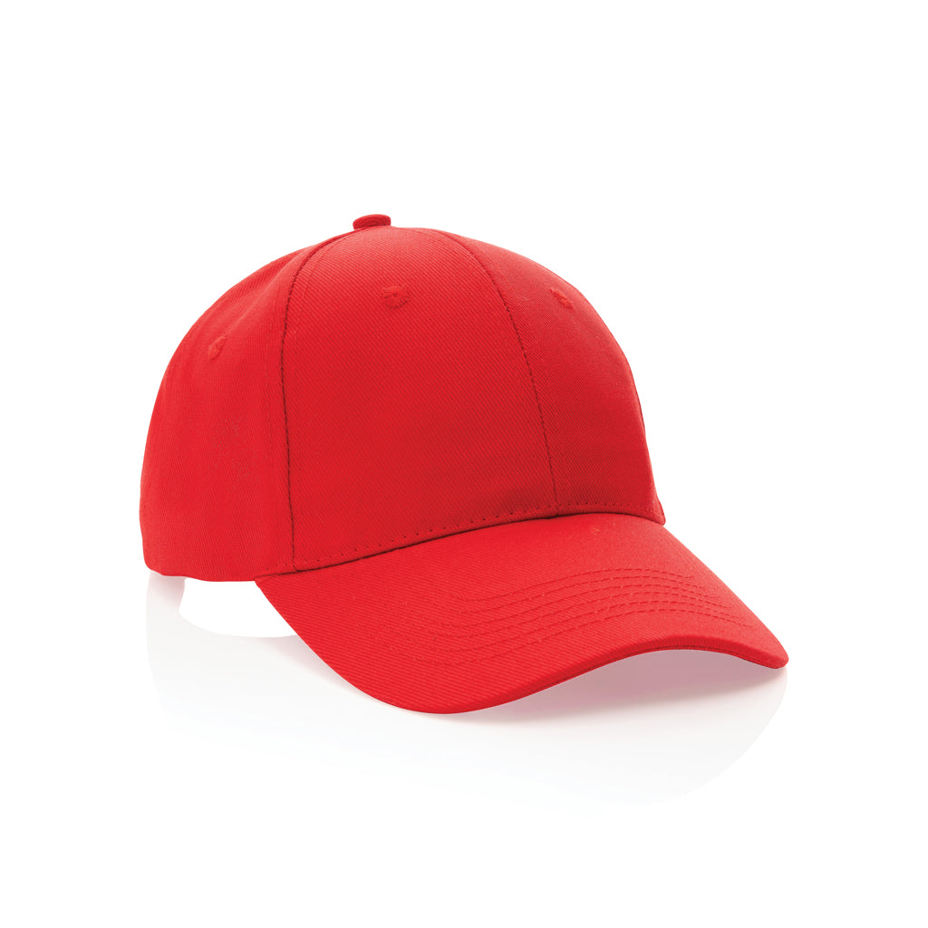 Impact 6 panel 280gr Recycled cotton cap with AWARE™ tracer - red, Recycled cotton