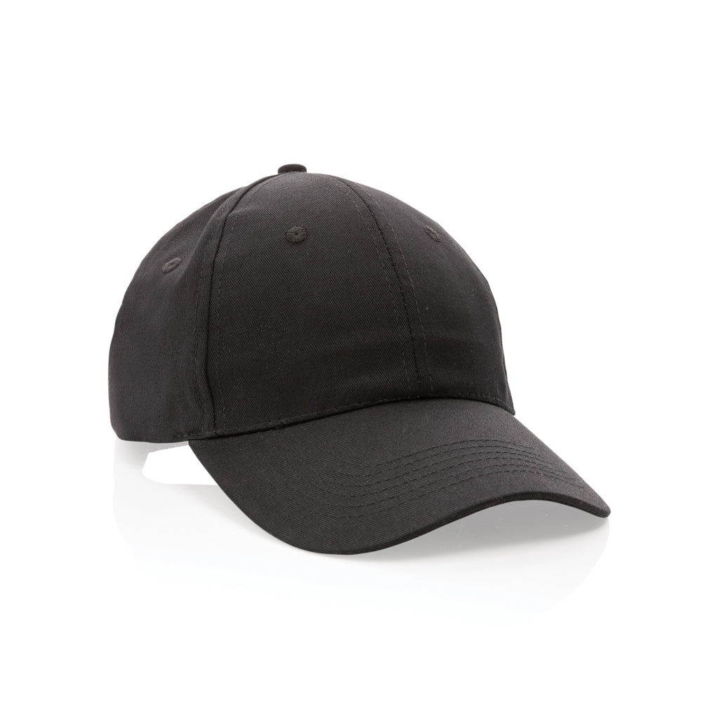 Impact 6 panel 190gr Recycled cotton cap with AWARE™ tracer - black, Recycled cotton