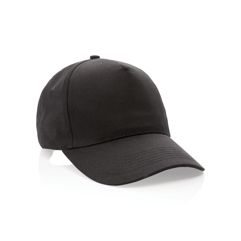 Impact 5 panel 190gr Recycled cotton cap with AWARE™ tracer - black, Recycled cotton