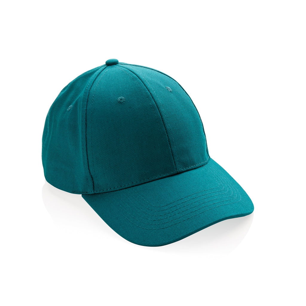 Impact 6 panel 280gr Recycled cotton cap with AWARE™ tracer - verdigris, Recycled cotton
