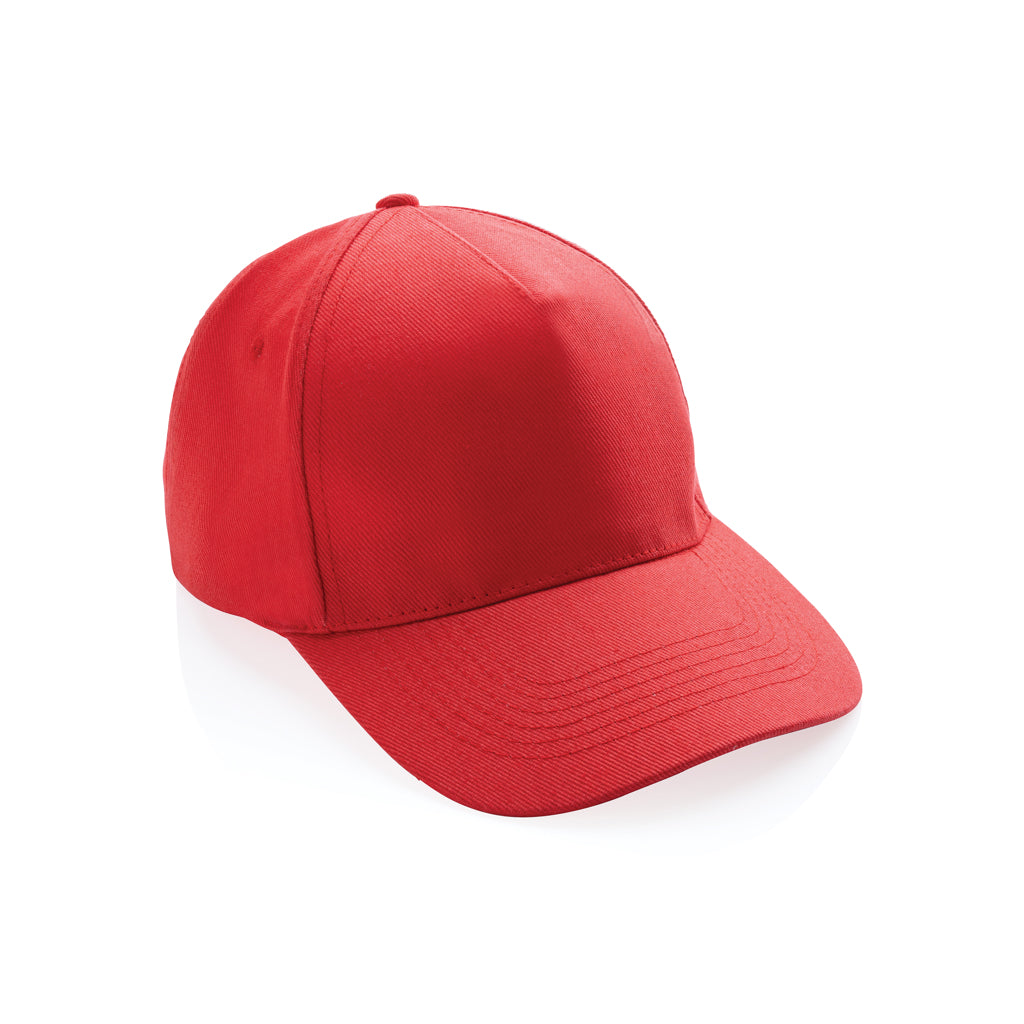 Impact 5panel 280gr Recycled cotton cap with AWARE™ tracer - luscious red, Recycled cotton