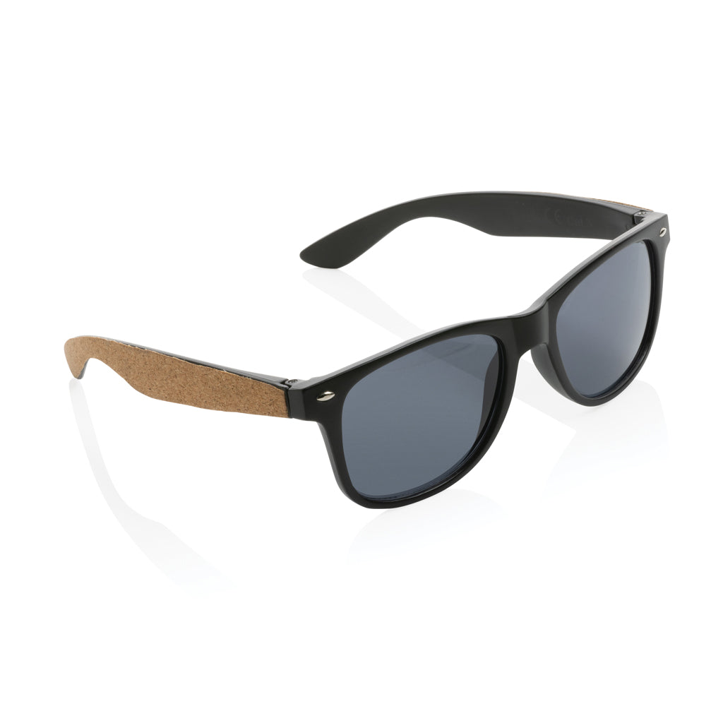 GRS recycled PC plastic sunglasses with cork - black, Recycled Polycarbonate,FSC® cork