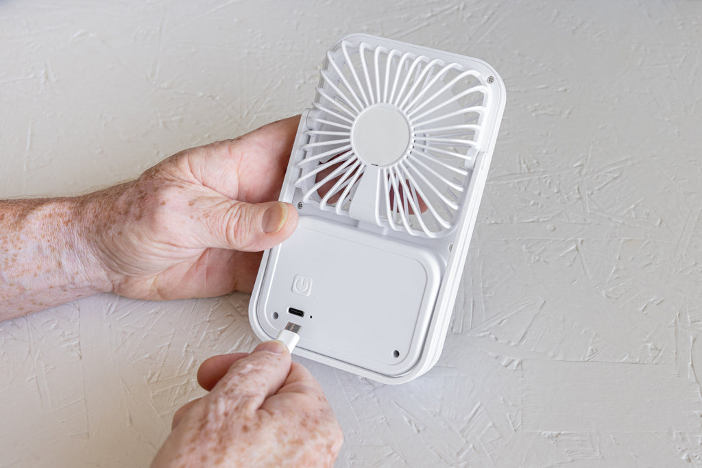 Aervina RCS recycled plastic re-chargeable desk fan