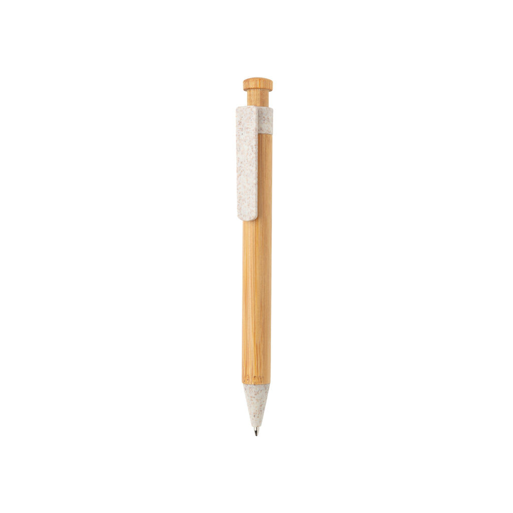 Bamboo pen with wheatstraw clip