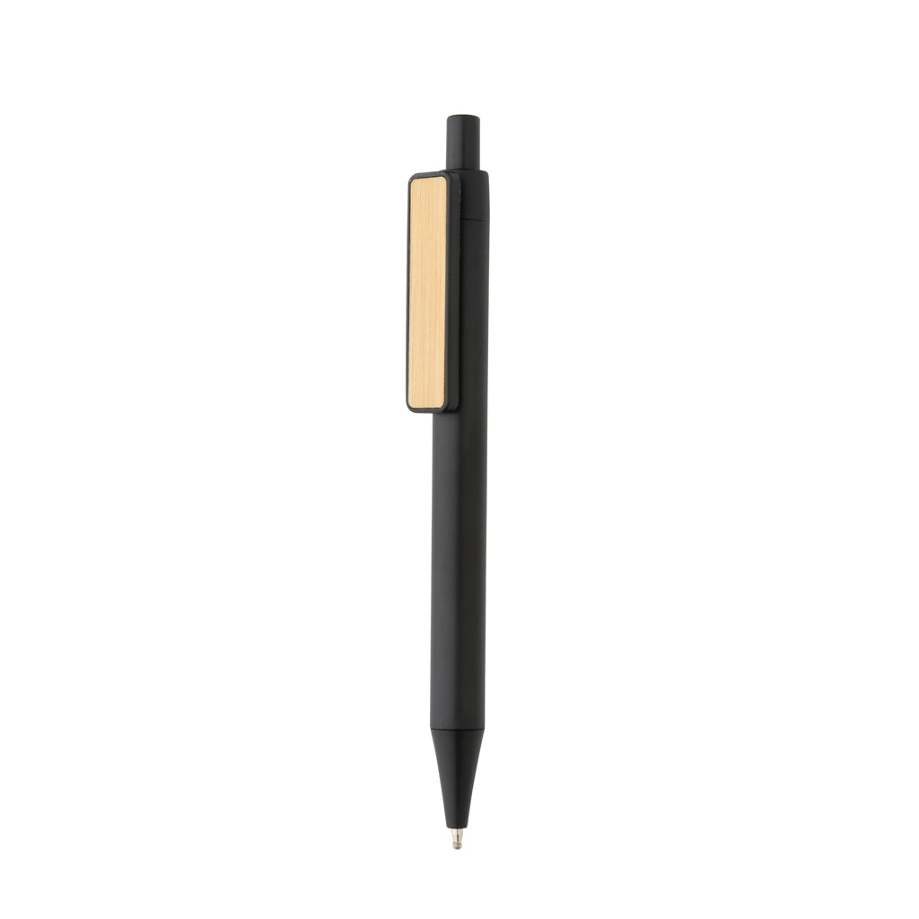 GRS RABS pen with bamboo clip - black, Recycled ABS,Bamboo