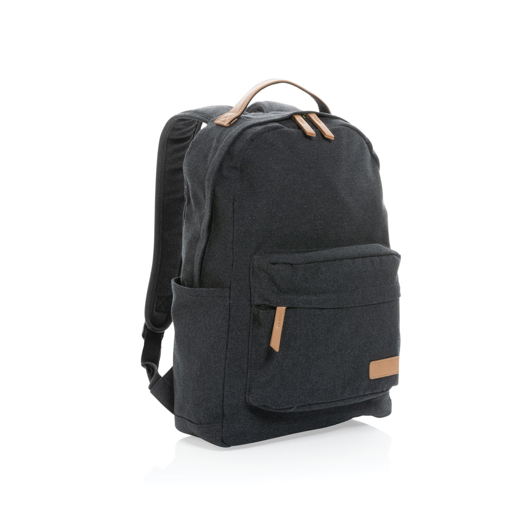 Impact AWARE™ 16 oz. recycled canvas backpack - black, Recycled cotton,Polyurethane