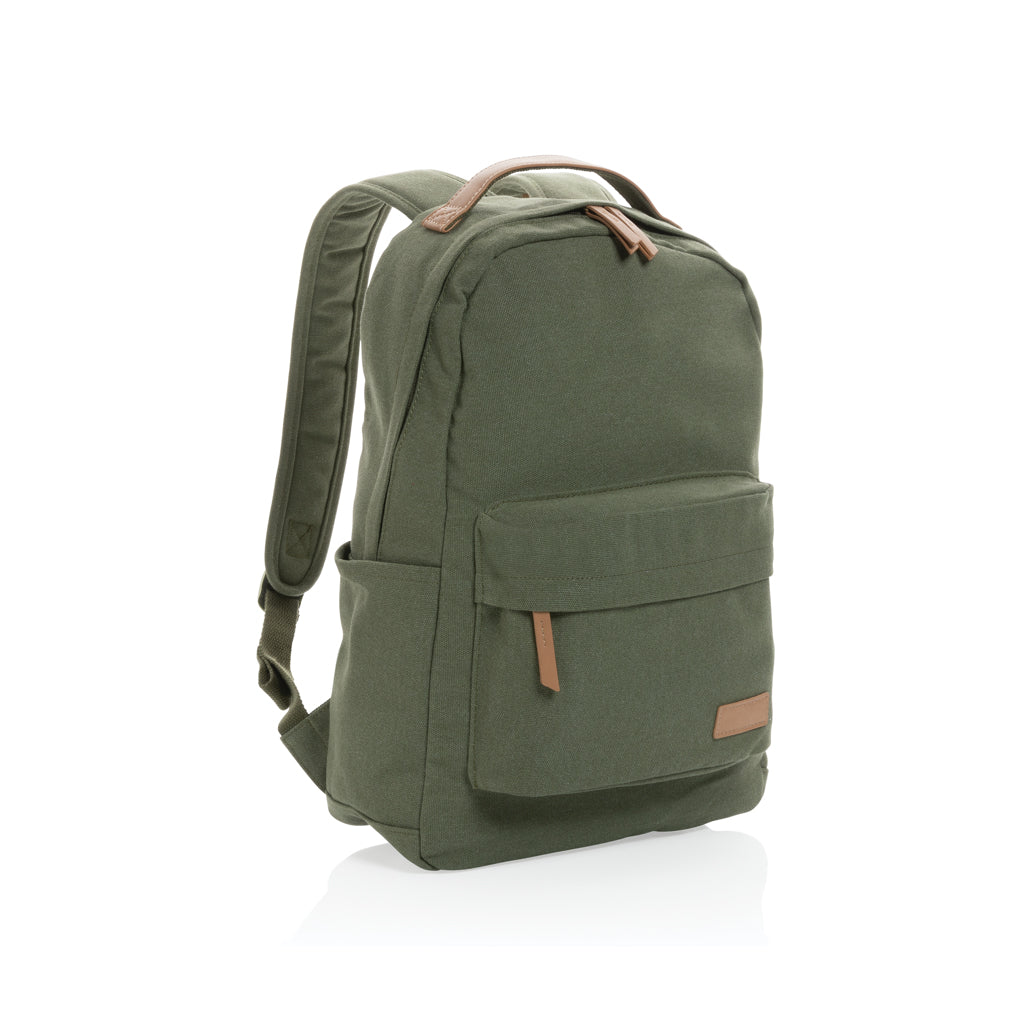 Impact AWARE™ 16 oz. recycled canvas backpack - green, Recycled cotton,Polyurethane