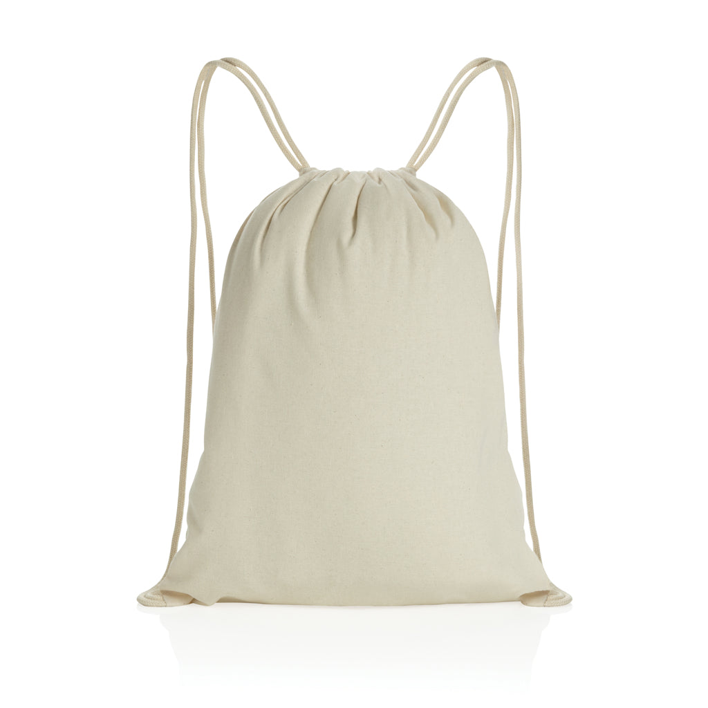 Impact AWARE™ recycled cotton drawstring backpack 145g