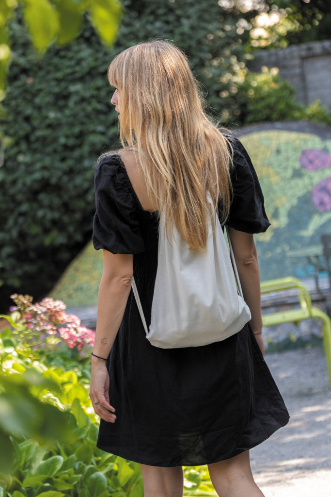 Impact AWARE™ recycled cotton drawstring backpack 145g