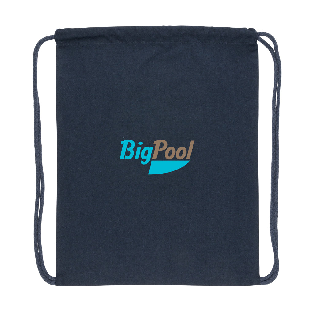 Impact AWARE™ recycled cotton drawstring backpack 145g