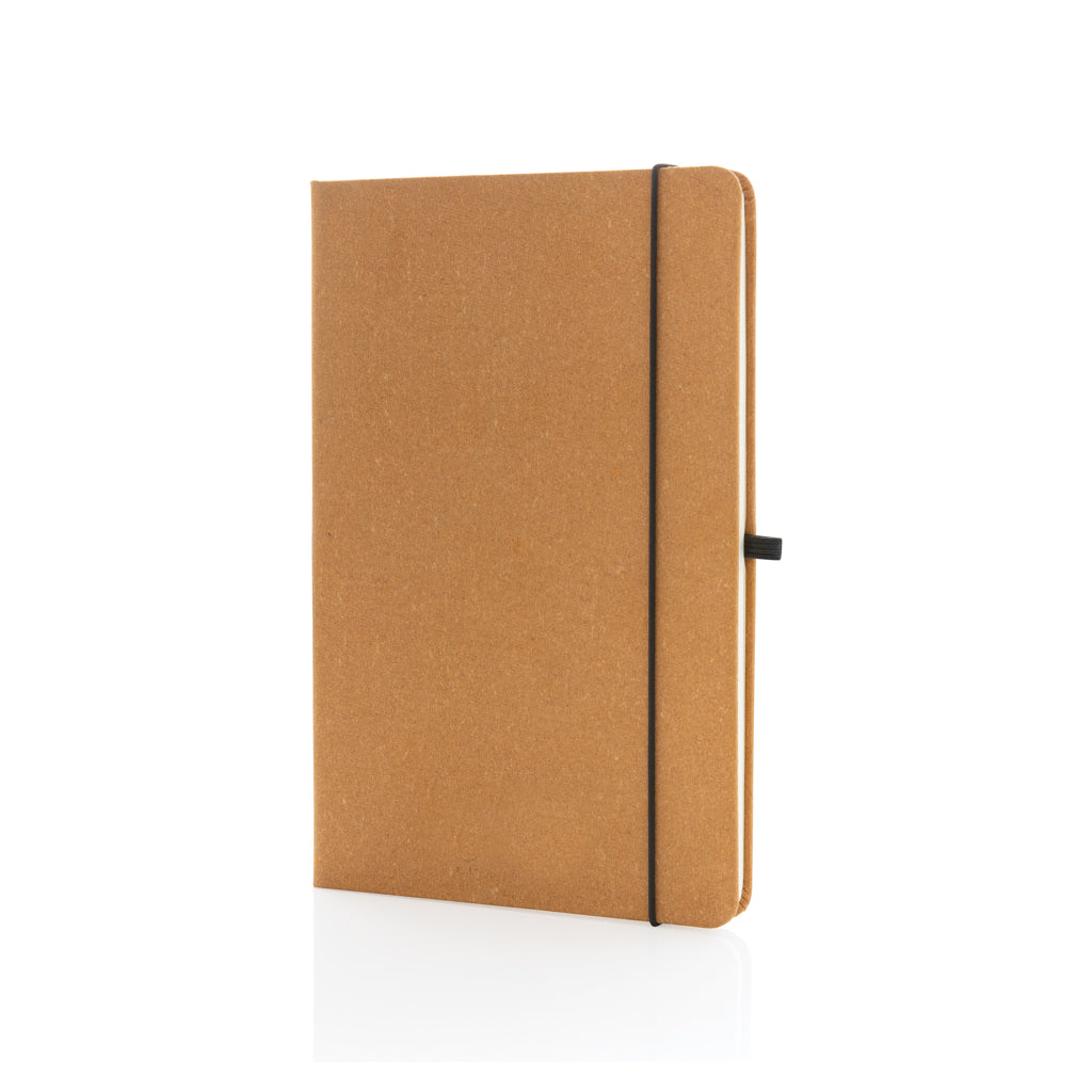 GRS Recycled leather hardcover notebook A5 - brown, Recycled leather,Recycled paper