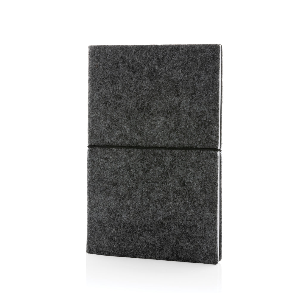 GRS certified recycled felt A5 softcover notebook - black, Recycled felt,Paper
