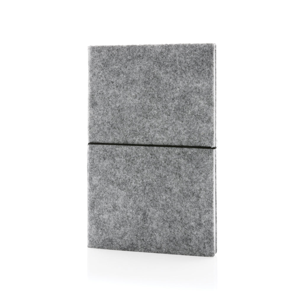 GRS certified recycled felt A5 softcover notebook - grey, Recycled felt,Paper