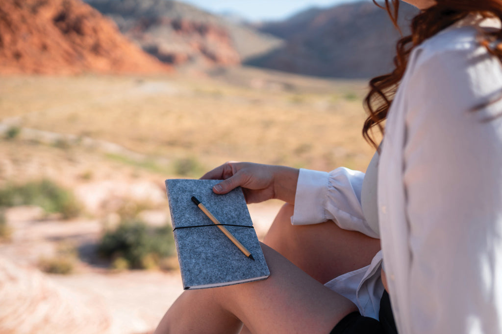 GRS certified recycled felt A5 softcover notebook