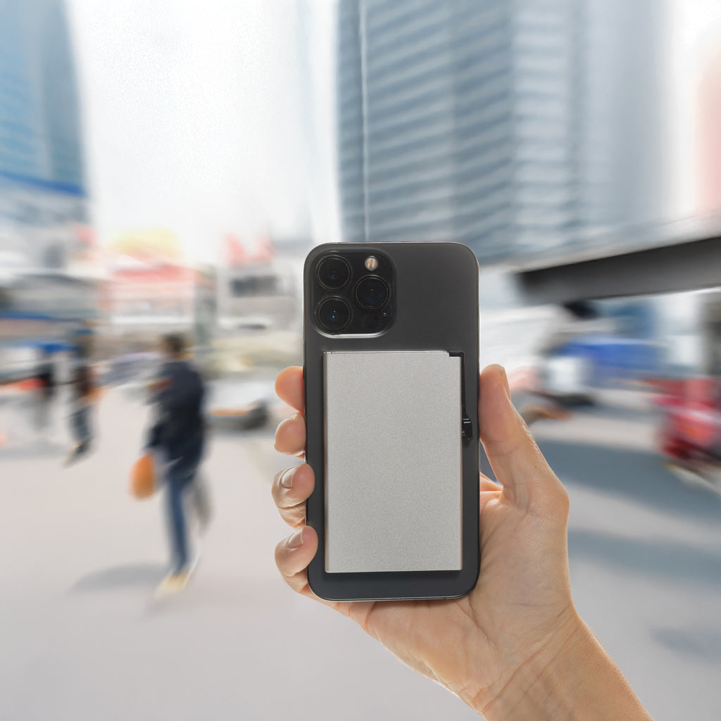 Standard aluminium RFID magnetic phone cardholder