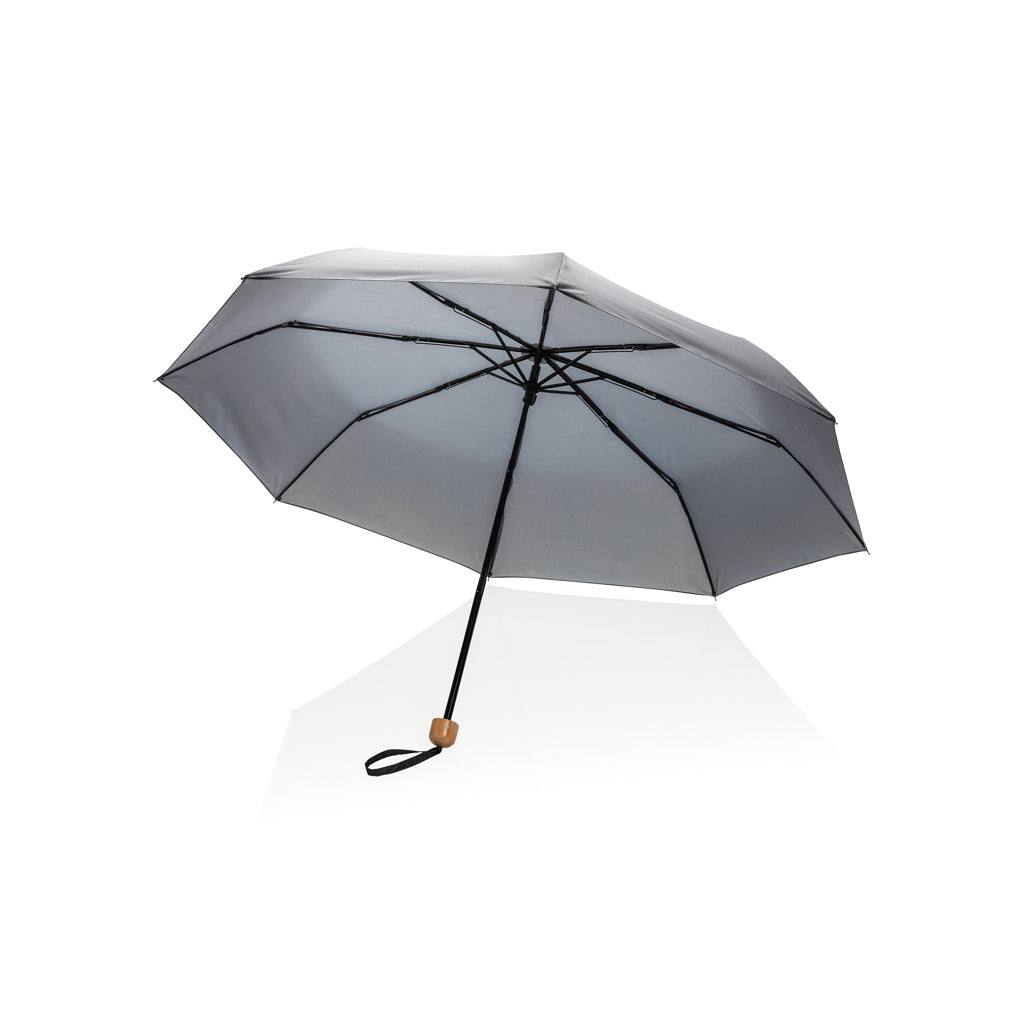 20.5' Impact AWARE™ RPET 190T Pongee bamboo mini umbrella - anthracite, rPET,Metal