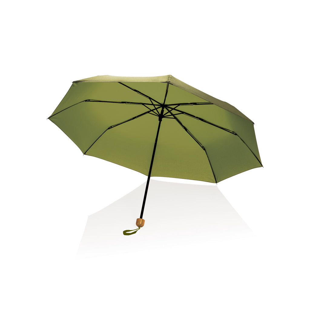 20.5' Impact AWARE™ RPET 190T Pongee bamboo mini umbrella - green, rPET,Metal