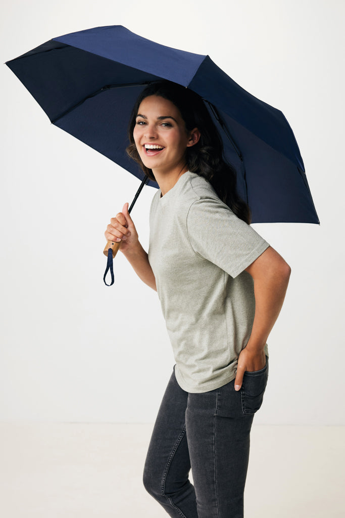 Kaycey 21" AWARE™ RPET Acacia wood mini auto open umbrella