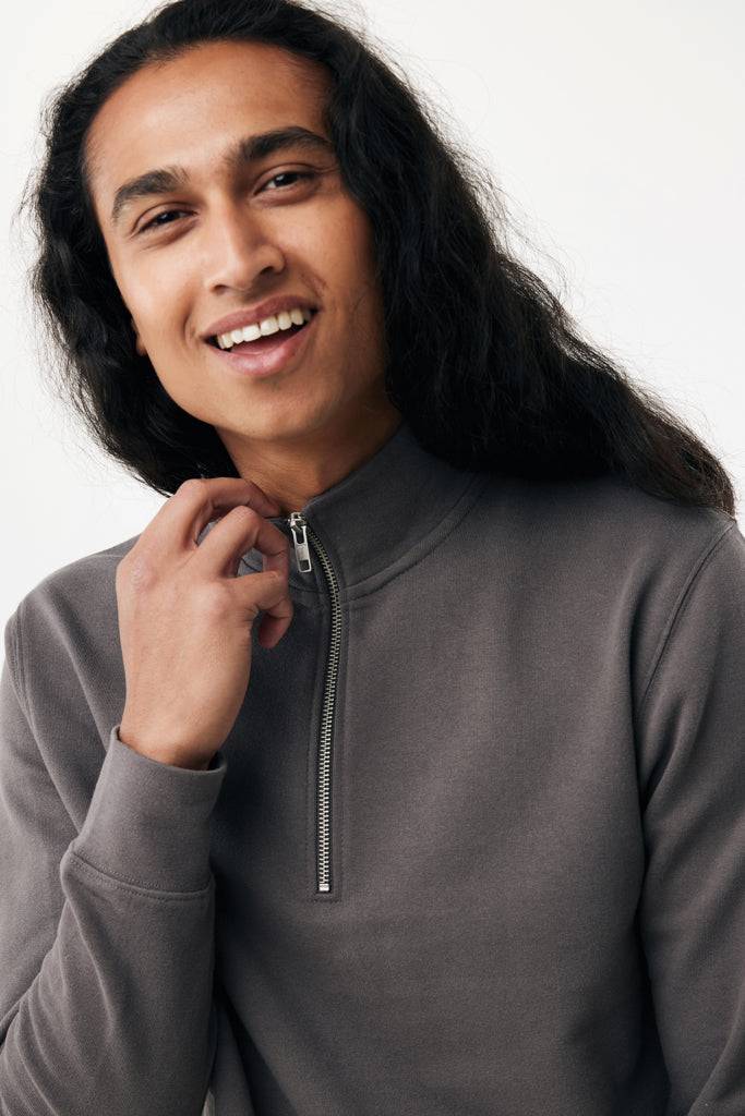 IQONIQ Elgon recycled cotton quarter zip sweater