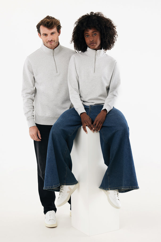 IQONIQ Elgon recycled cotton quarter zip sweater