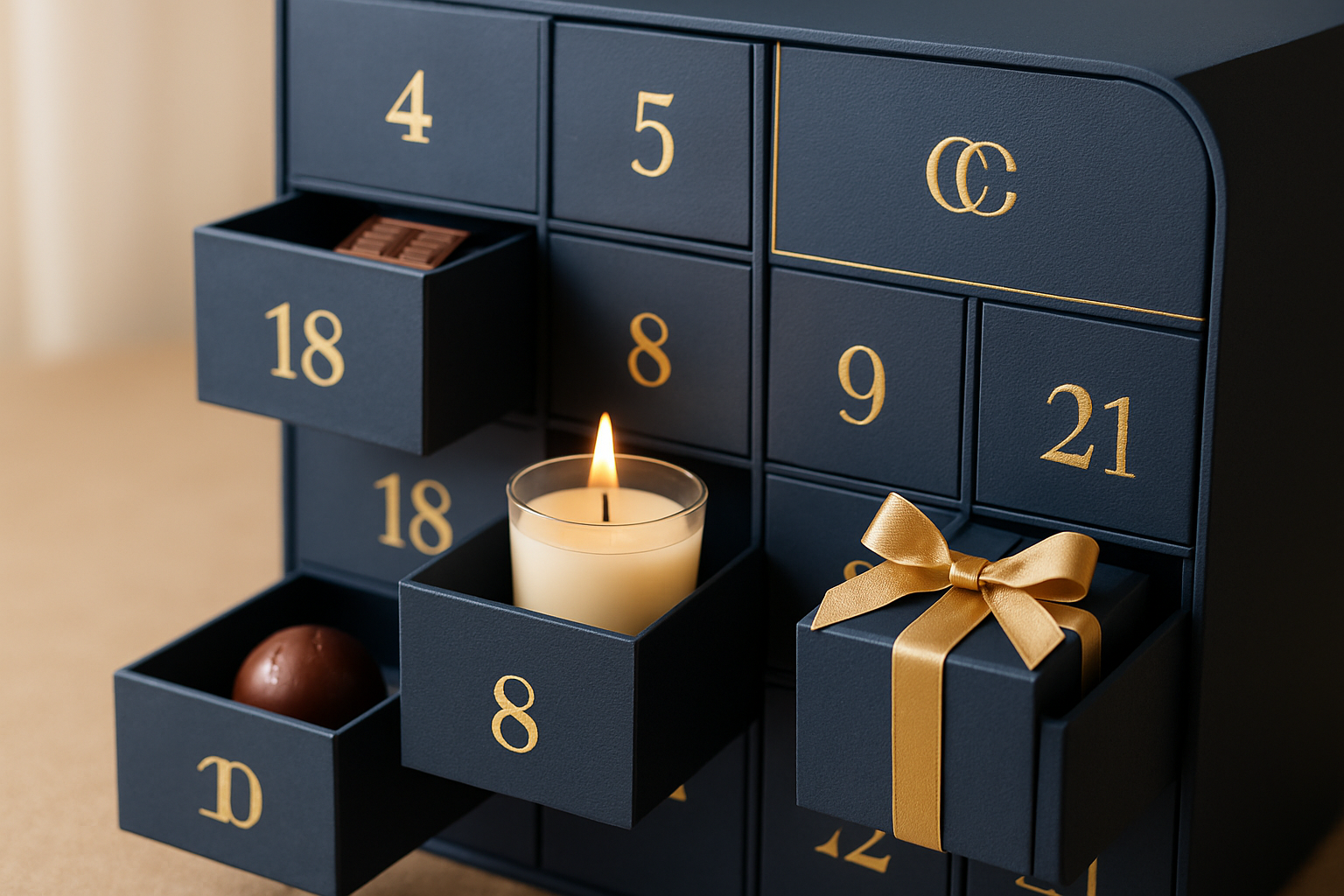 Luxury branded advent calendars with custom corporate design and premium packaging by Drayton