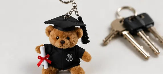 Branded graduation bear keyring