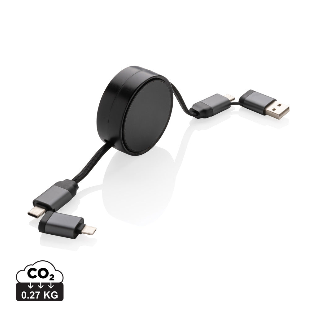 Terra RCS recycled aluminium retractable 6 in 1 60W cable