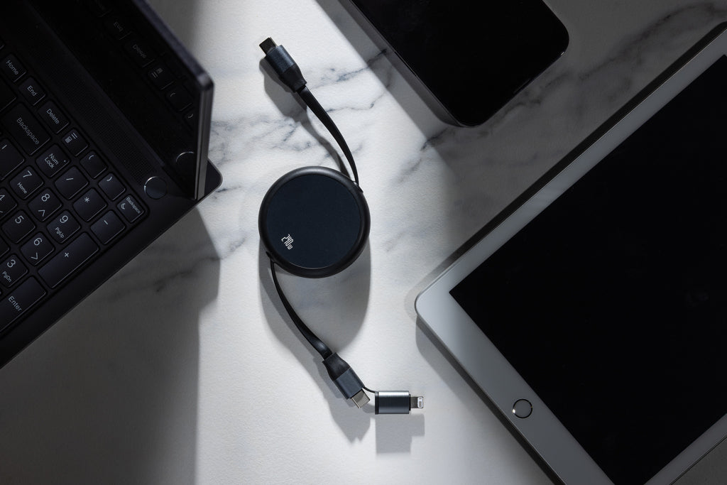 Terra RCS recycled aluminium retractable 240W 2-in-1 cable