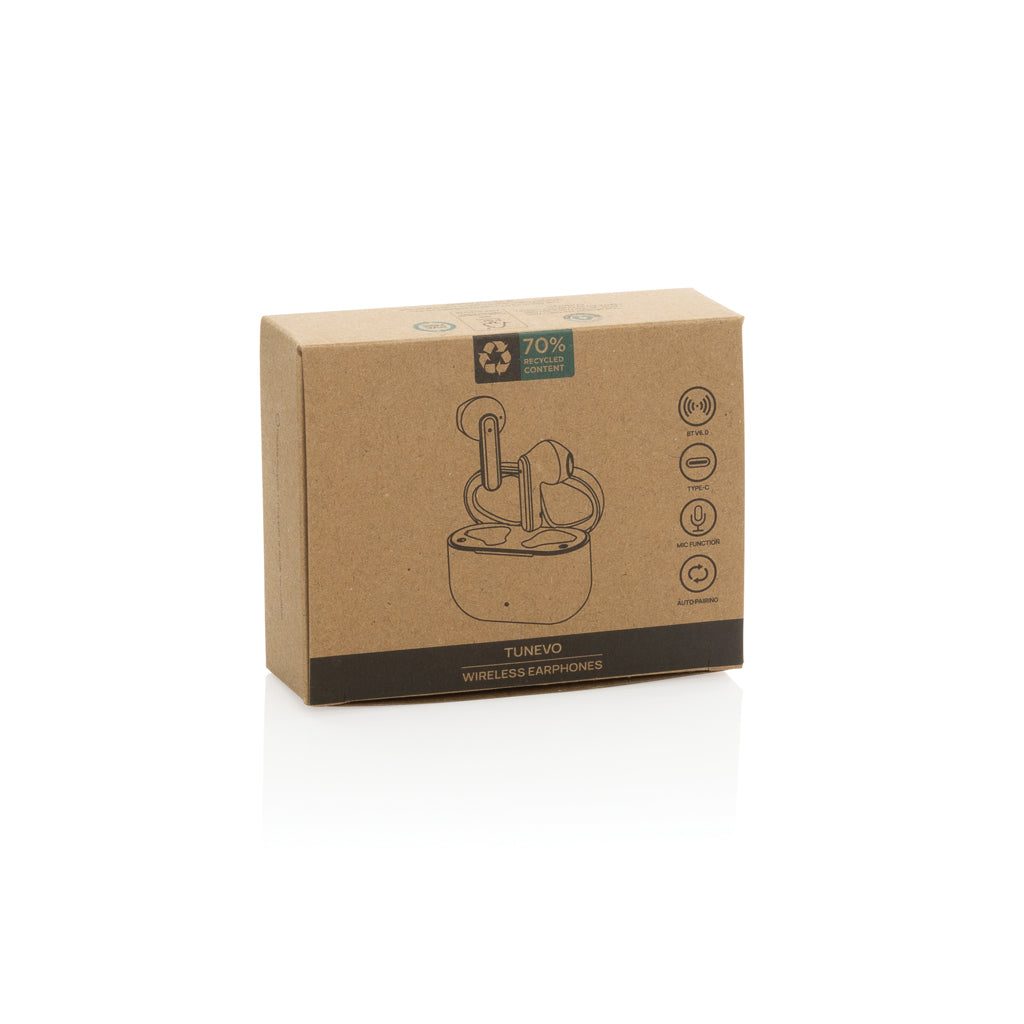 Tunevo RCS recycled plastic wireless earbuds